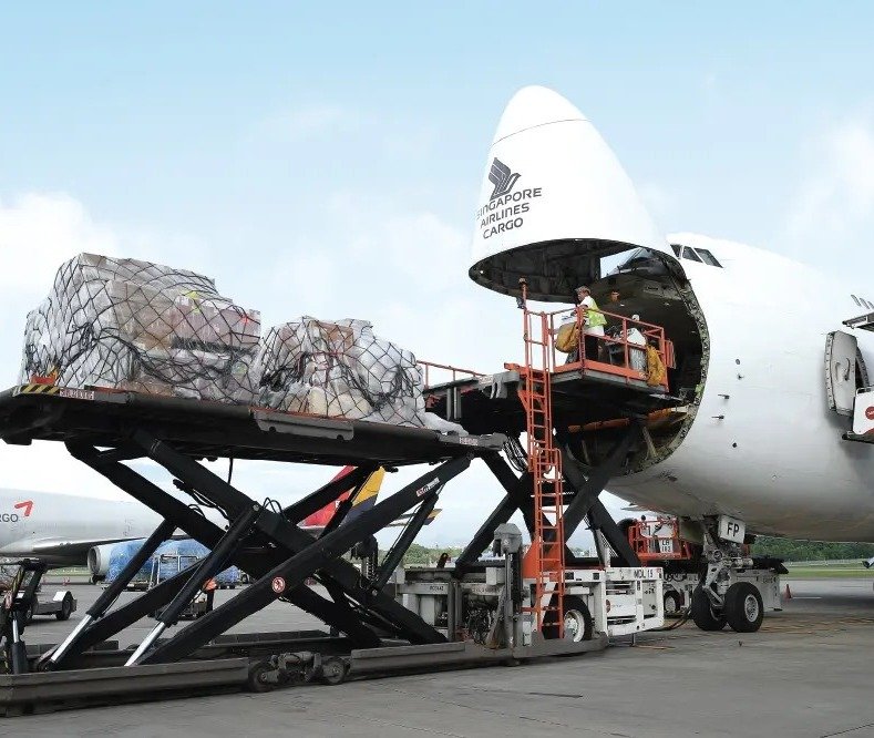 Voltruk forklift operating in port terminal