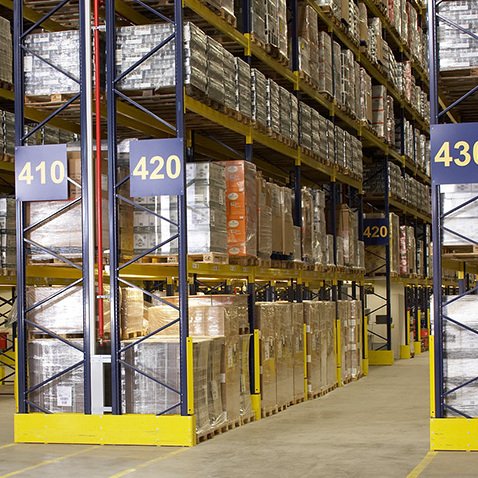 Voltruk forklift operating in warehouse storage